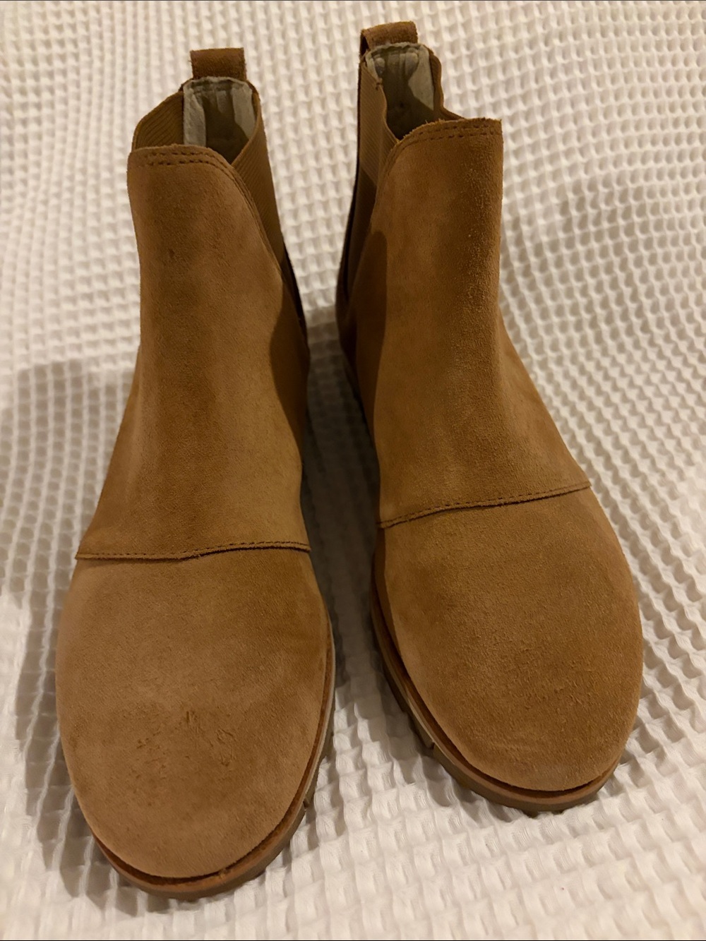 Sorel Suede Chelsea Ankle Boots in Cognac